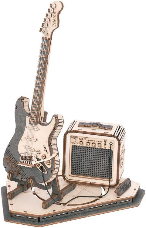 Wooden 3D Puzzles for Adults Guitar, Musical Instrument Model Kit 3D Puzzles for Teens and Kids to Build, Desk Decor/DIY Hobbies/Gifts for Family and Friends (Electric Guitar)