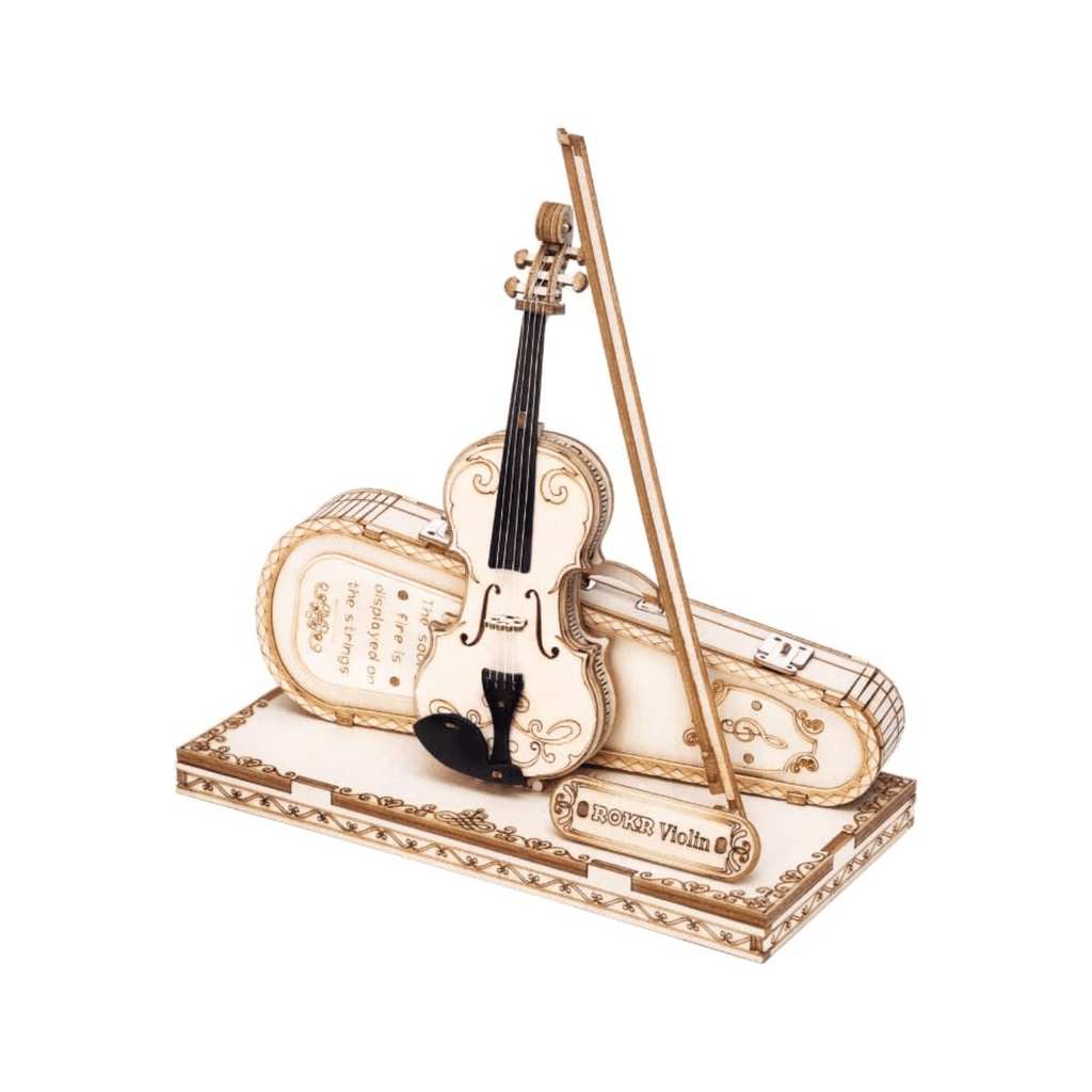 Wooden 3D Puzzles for Adults Violin, Musical Instrument Model Kit 3D Puzzles for Teens and Kids to Build, Desk Decor/DIY Hobbies/Gifts for Family and Friends (Violin)