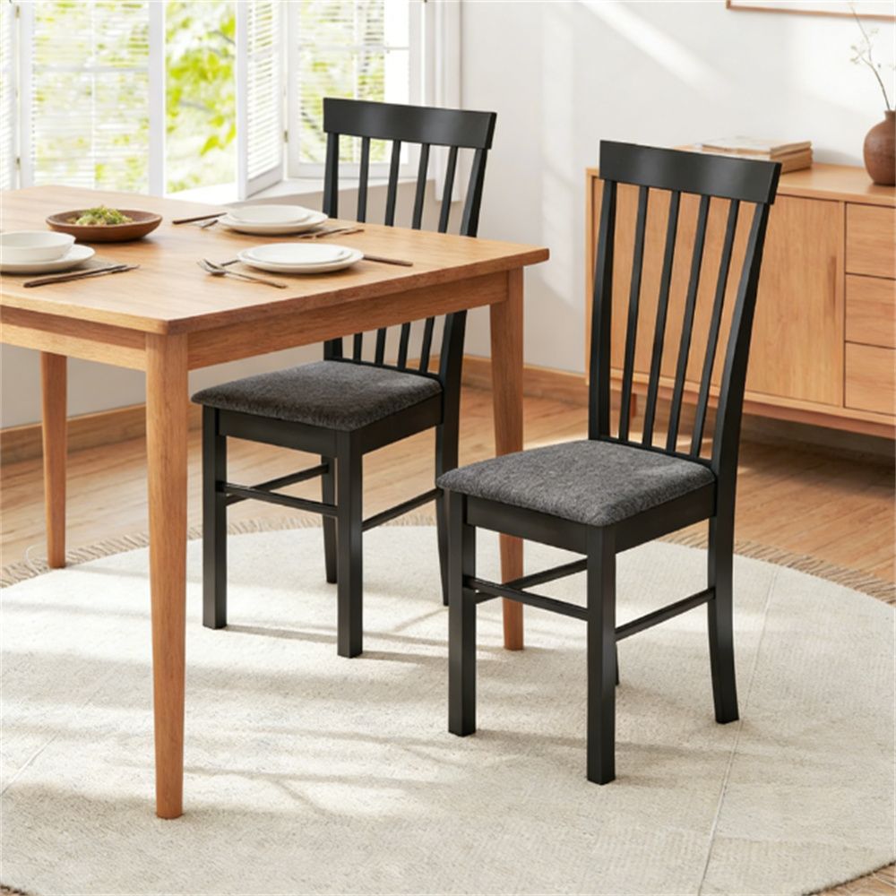 Wooden dining chairs, a set of two living room chairs, kitchen chairs, Black and Gray