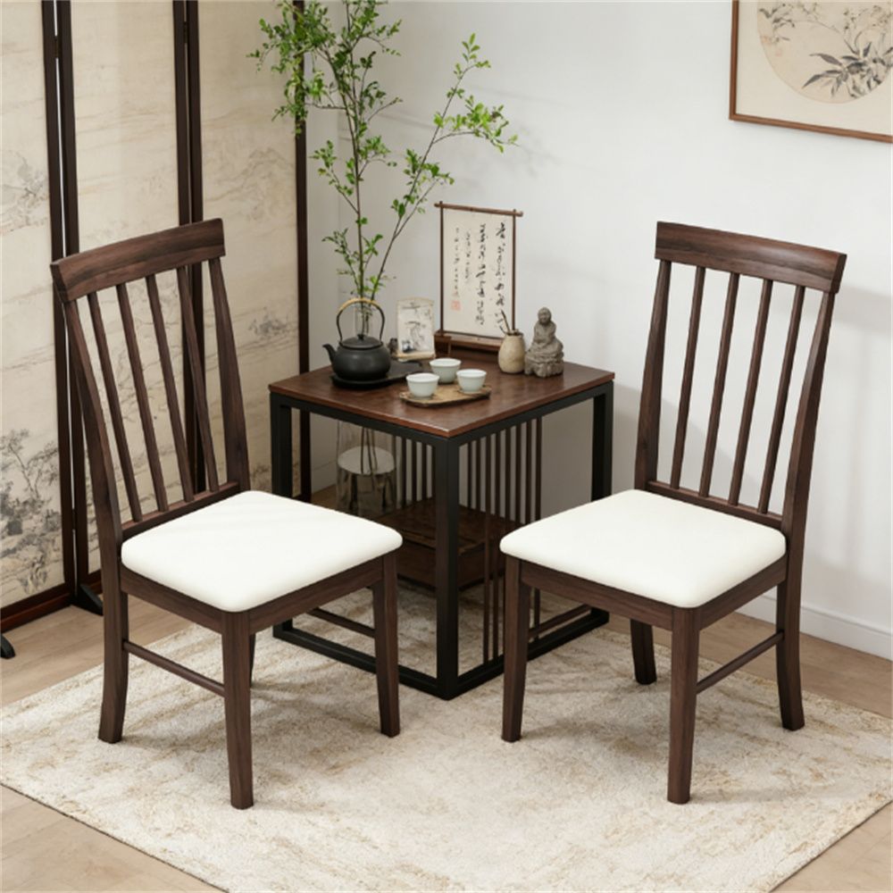 Wooden dining chairs, a set of two living room chairs, kitchen chairs, dark brown and beige
