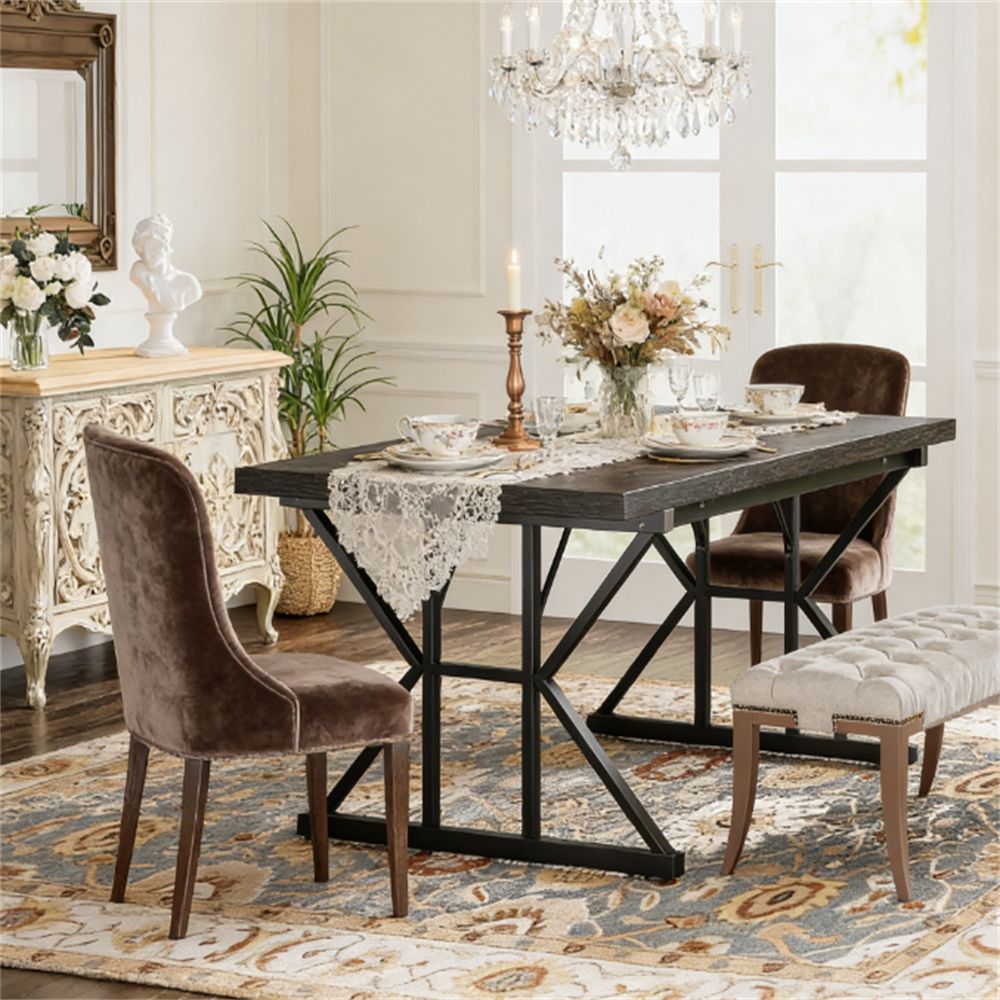 Wooden dining table, kitchen table, rectangular dining table, living room table, minimalist style