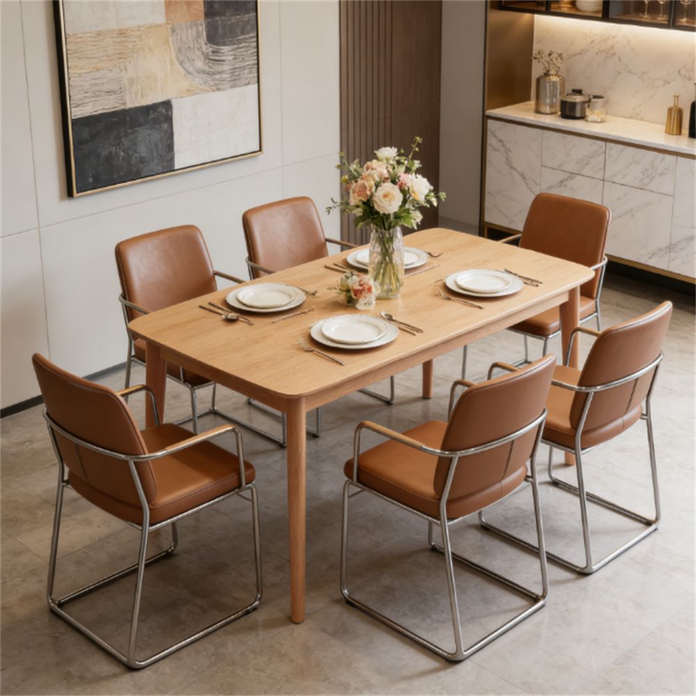 Wooden dining table, rectangular dining table, kitchen dining table, office desk, natural