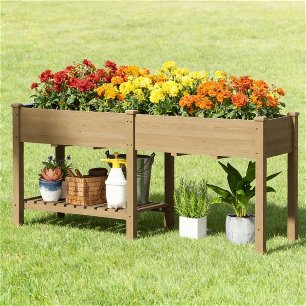 Wooden elevated garden box, elevated garden bed, planting bed, carbonized