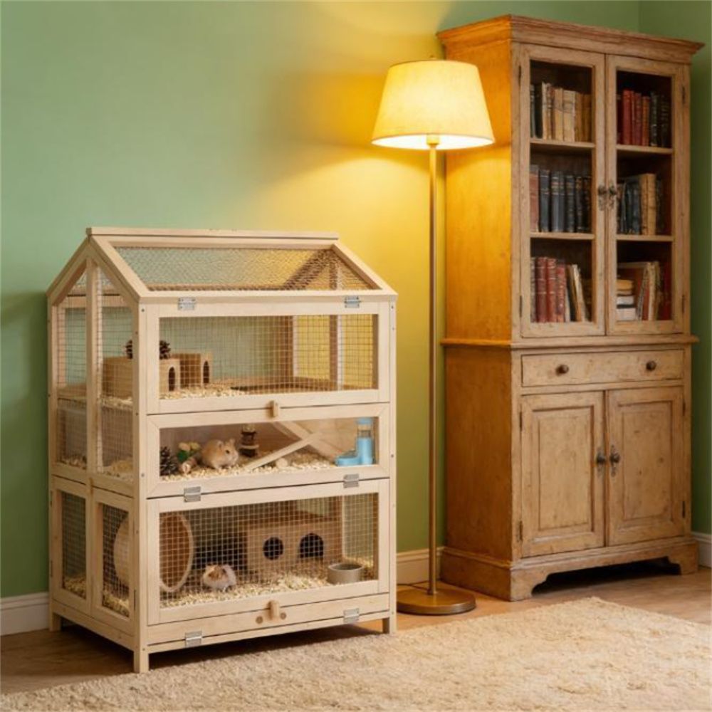 Wooden hamster cage, hamster cage, small animal cage