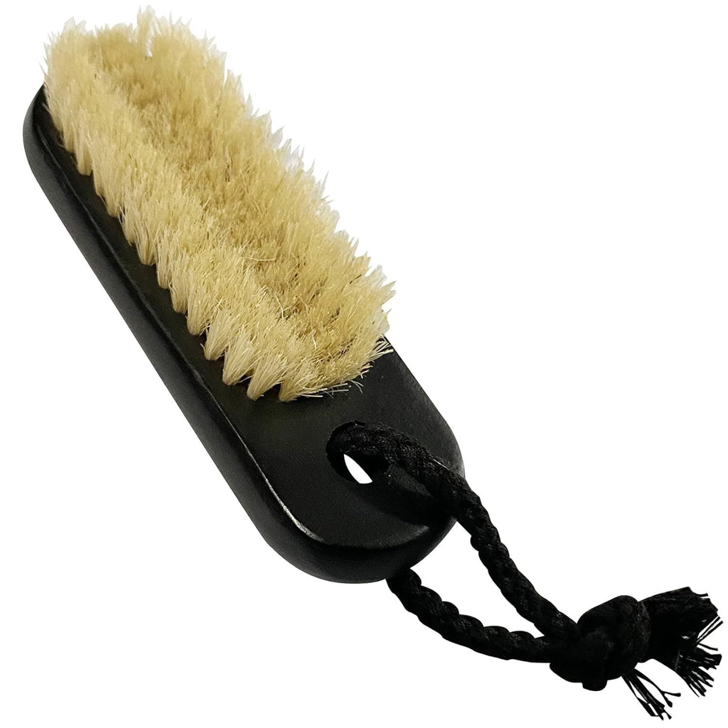 Wooden Nail Brush Cleaner Black X 1 in 100% Natural Boar Bristle for Cleaning Hand Finger Foot Toe, Fingernail Toenail Scrub Brush for Men Women Kids Manicure Pedicure Care (with Rope)