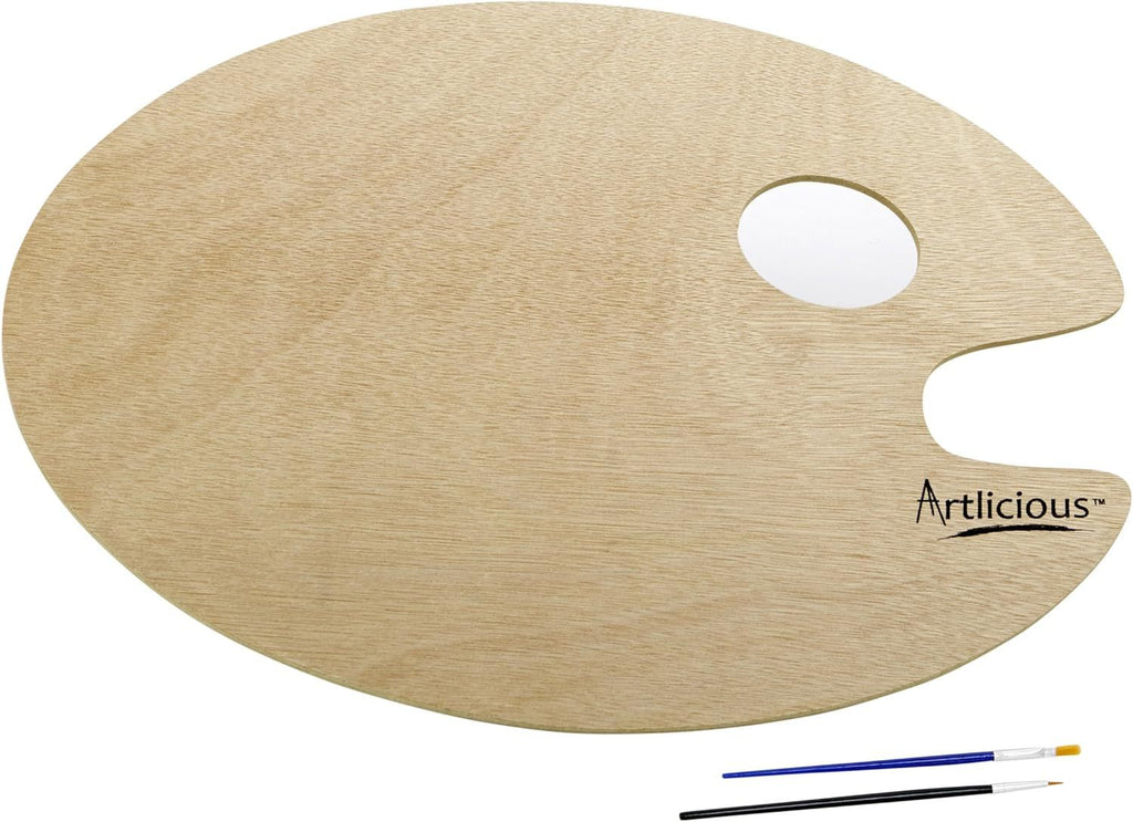 Wooden Paint Palette - for Acrylic, Oil, Watercolor - Kids & Adults