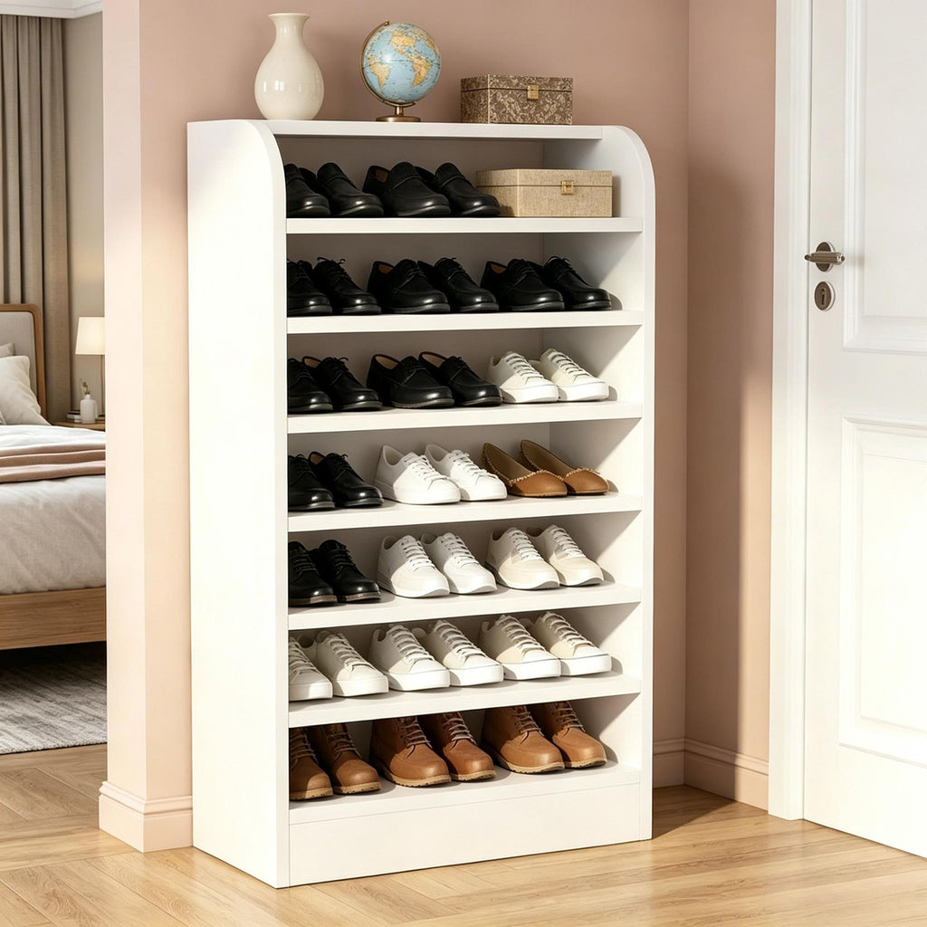 Wooden Shoe Rack Storage Cabinet - Vertical Shoe Shelf Organizer for Home Garage