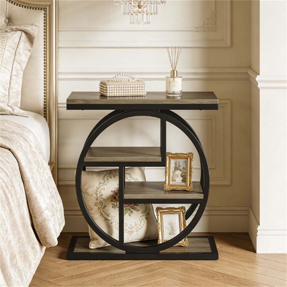 Wooden table, side table, coffee table, sofa table, bedside table with storage rack