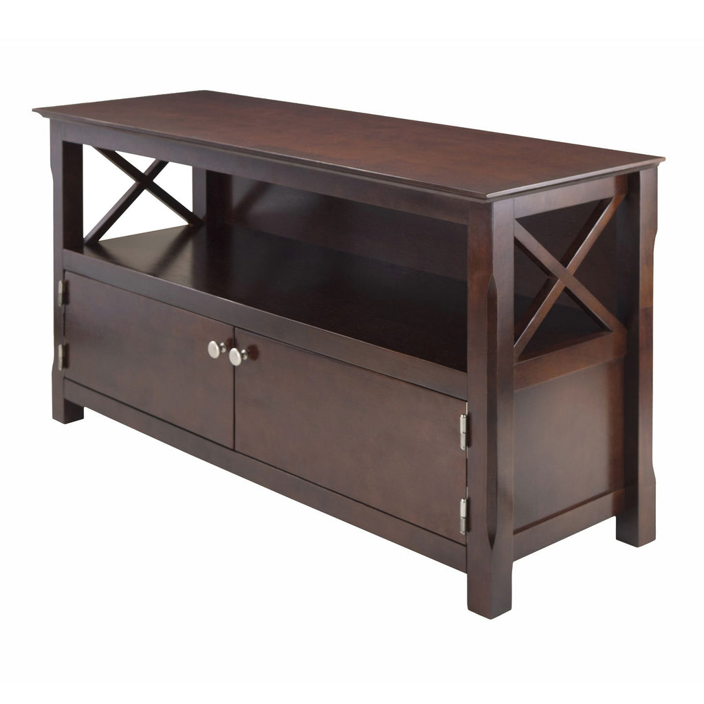 Xola TV Stand with 2-door Cabinet, Cappuccino Finish