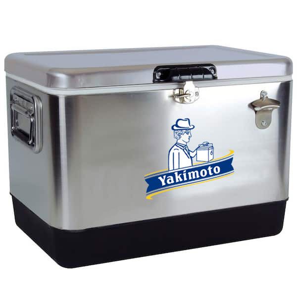 Yakimoto Ice Chest Beverage Beer Cooler Box With Bottle Opener, 51L/54Qt Stainless Steel Portable Insulated Ice Bucket, Sturdy And Leak-proof, For Camping, Beach, Picnic, RV, BBQ, Picnic, Fishing