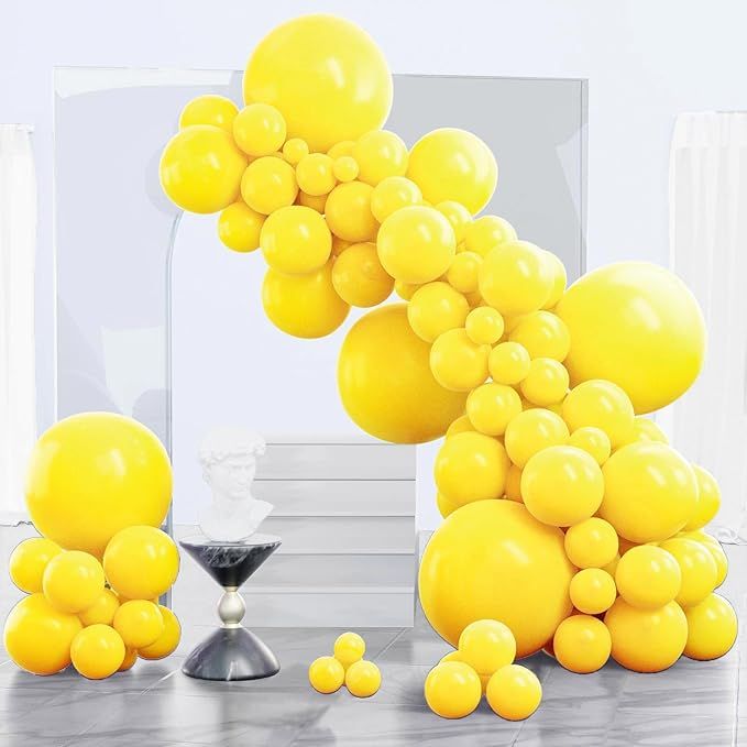 Yellow Balloons 140pcs Different Sizes of 18 12 10 5 Inch Matte Yellow Latex Balloon Arch Kit Garland for Easter Bee Baby Shower Sunflower Birthday Graduation Party Decorations Yellow-Y55