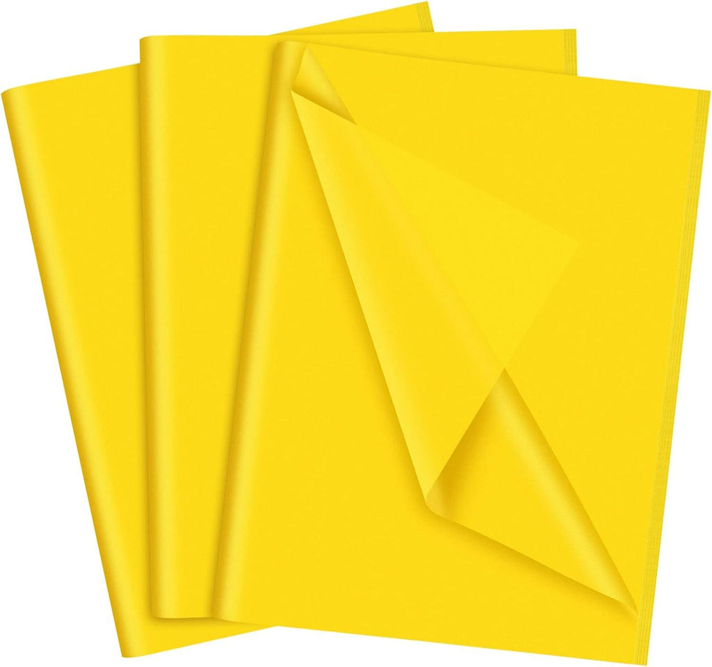 Yellow Tissue Paper for Gift Bags - 60 Sheets, 14 x 20 Inch, Bright Yellow Packaging Paper for Gift Wrap, Filler, Crafts, Birthday, Wedding, Sunflower Party