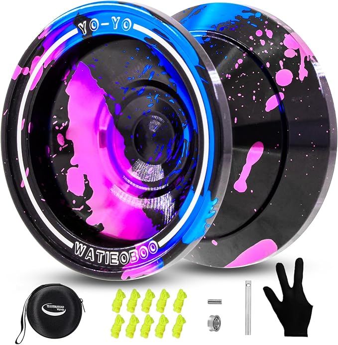 yoyo Professional Metal Trick Yo-yo Responsive & Unresponsive yoyos for Beginners and Adults yo yo, with Bearing Kit, 10 Strings, Case & Gloves