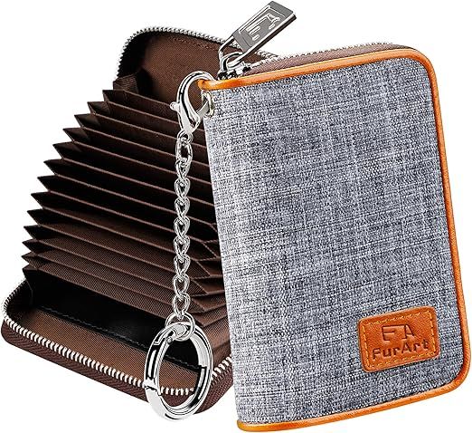 Zipper Wallet Women, RFID Blocking Credit Card Wallet, Business Card Holder, Compact Size KeyChain Wallet